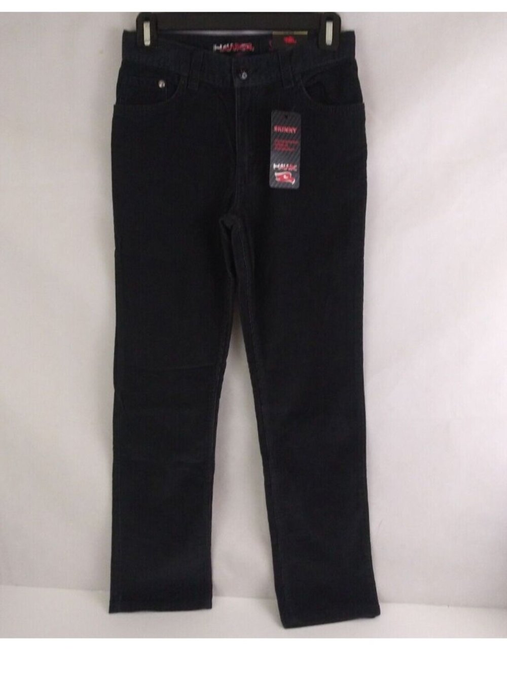 NWT Tony Hawk Black Corduroy Skinny Tapered Leg Adjustable Waist Jeans Boys 14